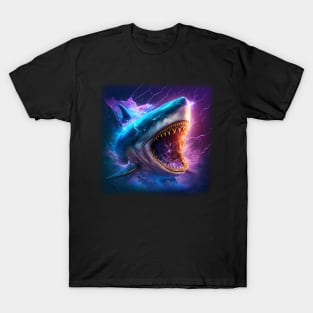 Mutant Shark With Big Teeth Purple T-Shirt